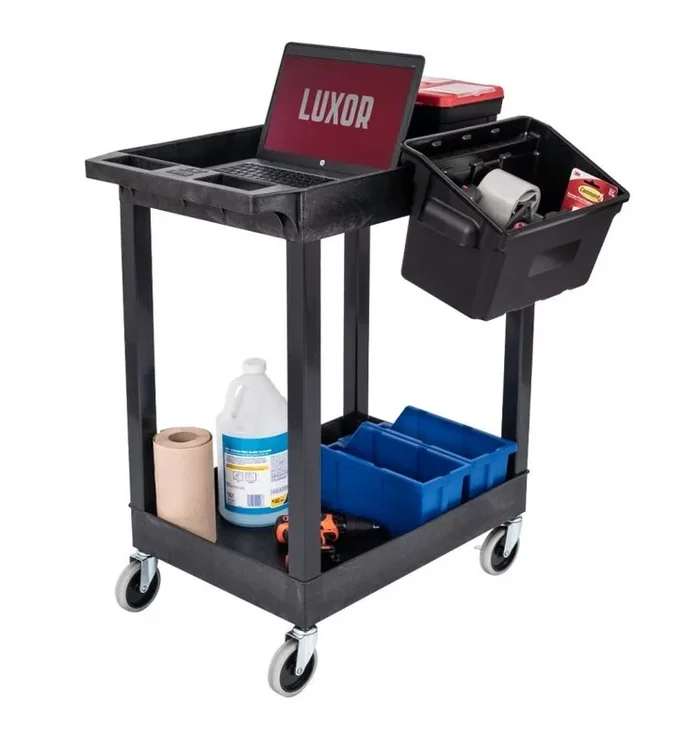 24″ x 18″ Plastic Utility Tub Cart with Two Shelves and Outrigger Utility Cart Bins – Buy Online