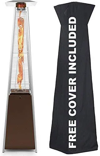 Outdoor Patio Propane Space Heater – 42,000 Btu Pyramid Propane Heater, Outdoor Heater, Portable Heater, Patio Heater Propane, W/ Wheels, Protective Cover | Avenlur(Hammered Bronze)